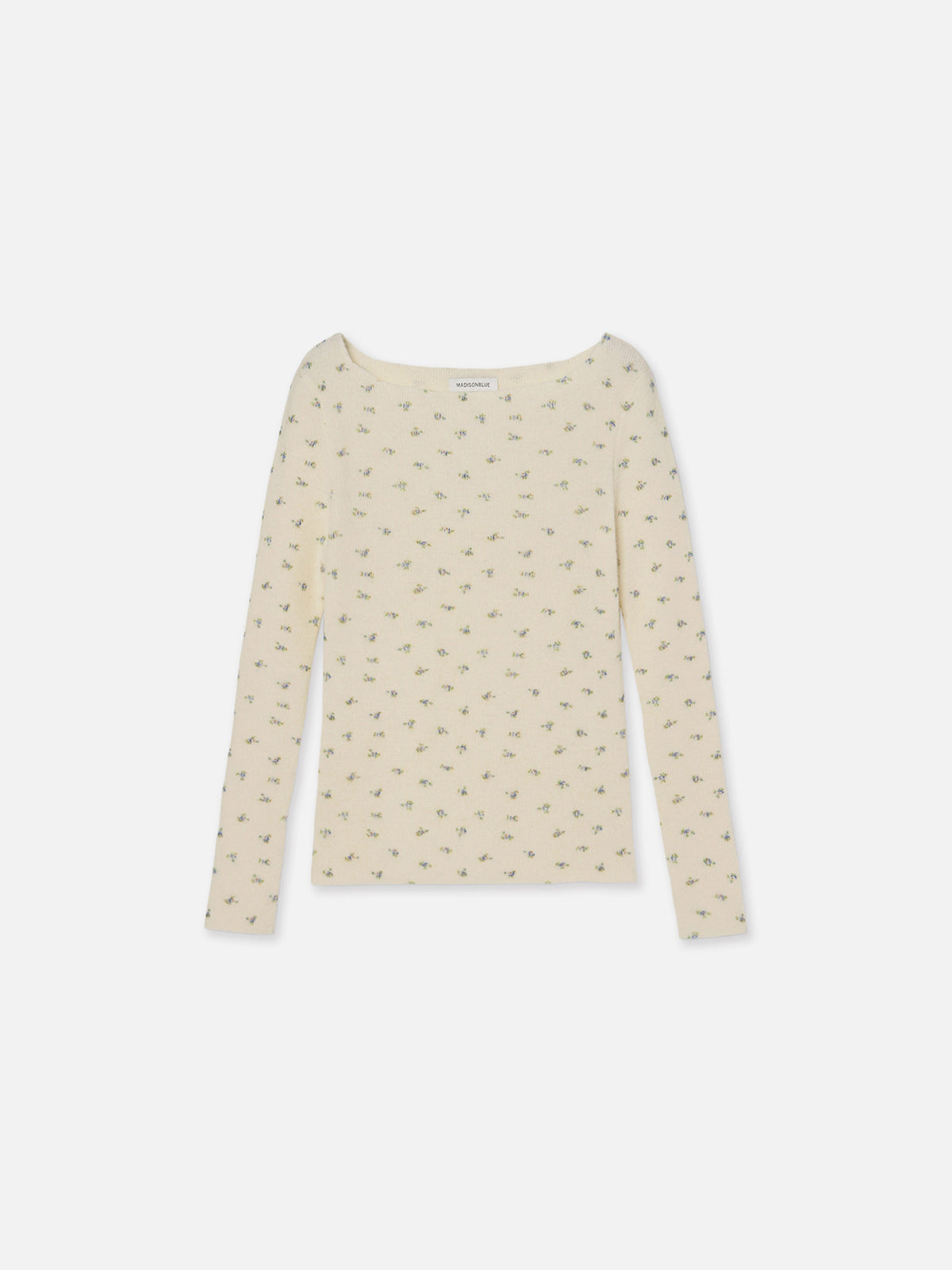 FLOWER PRINT BOAT NECK PULLOVER