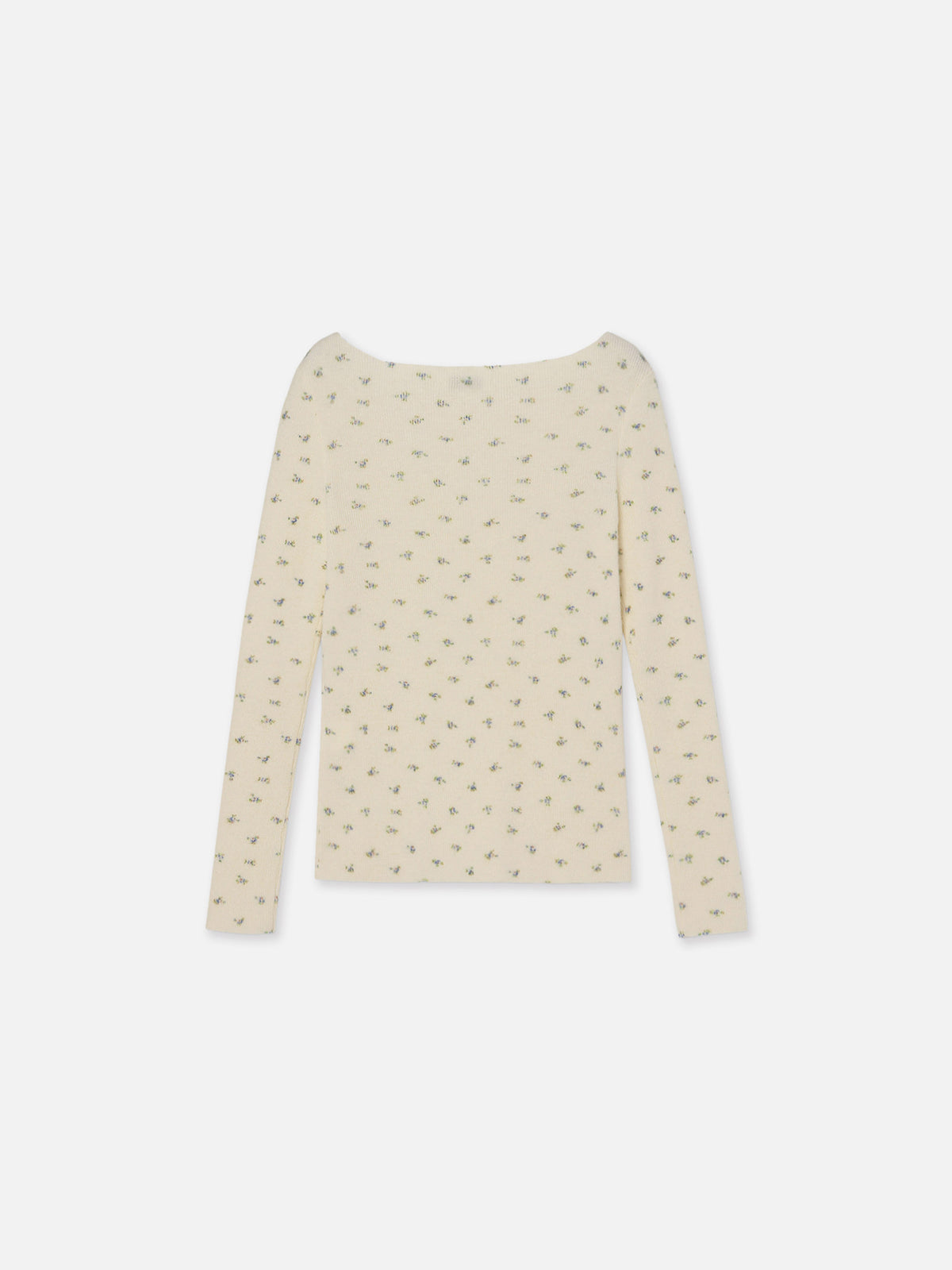 FLOWER PRINT BOAT NECK PULLOVER