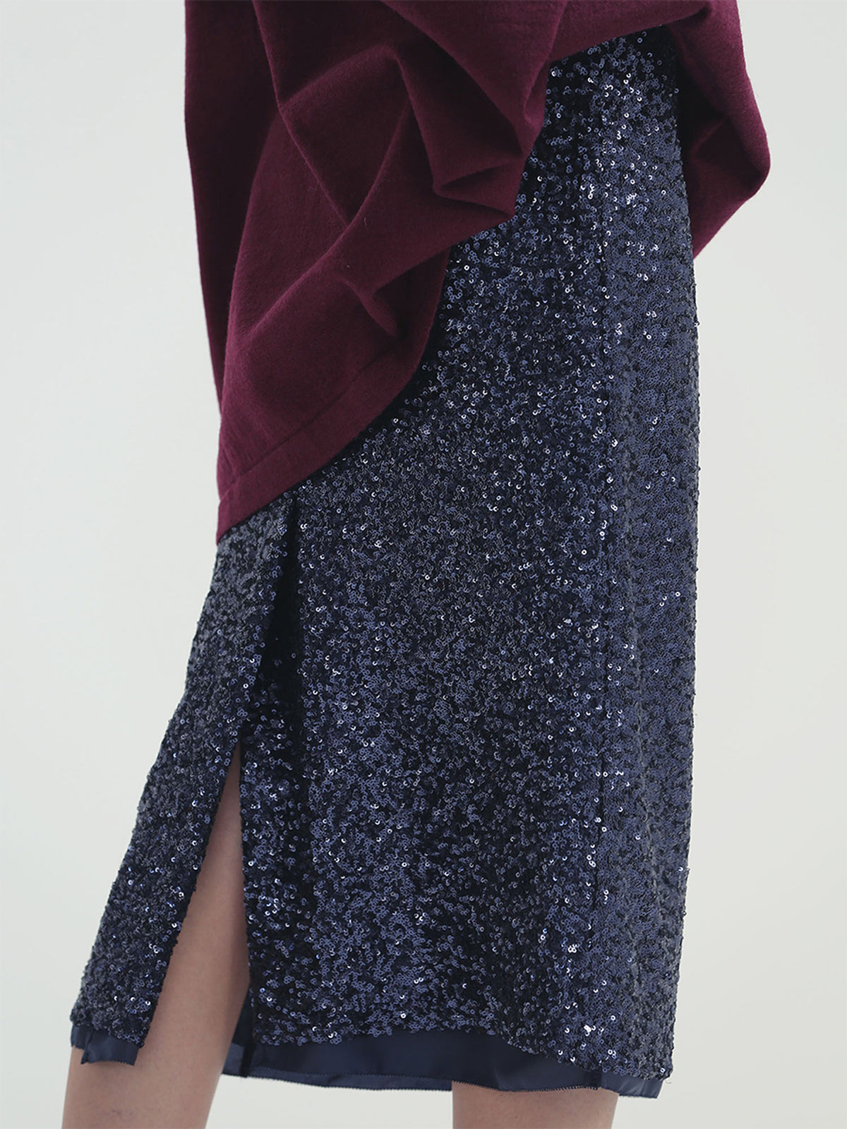 LOW WAIST STRAIGHT SKIRT WITH SEQUINS