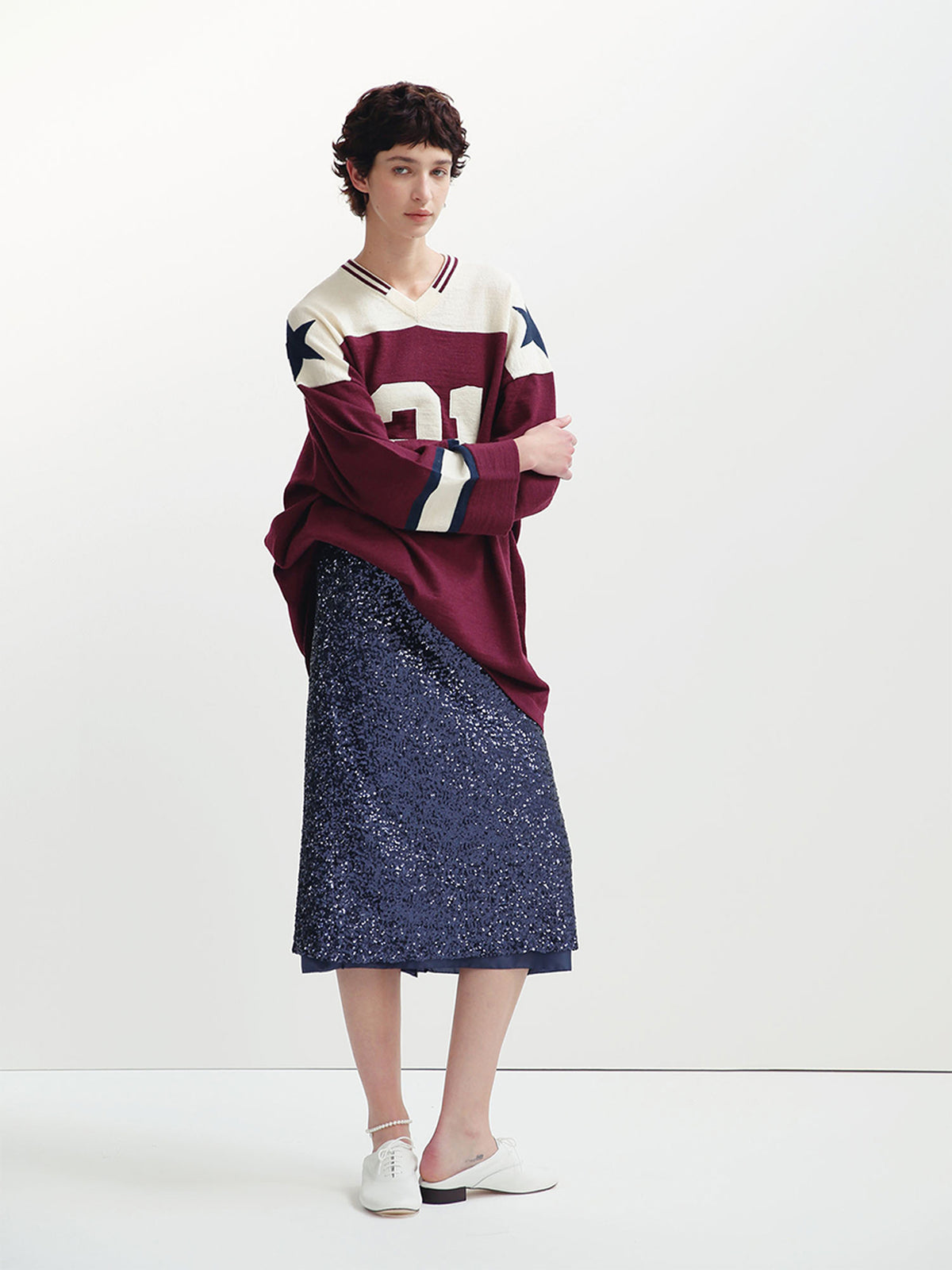 LOW WAIST STRAIGHT SKIRT WITH SEQUINS