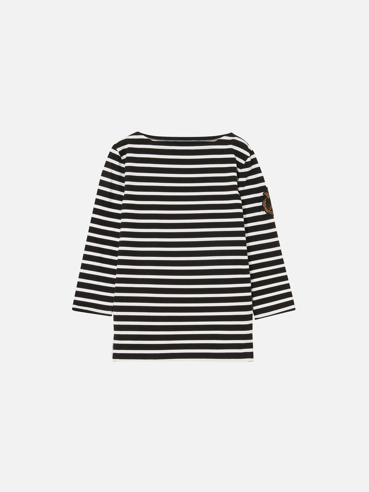 BOAT NECK COMPACT LONG SLEEVE BORDER T-SHIRT