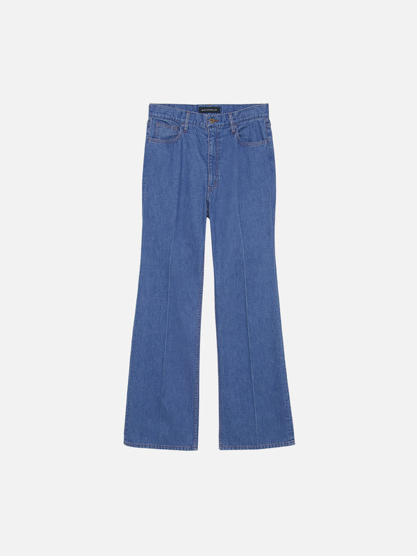 CENTER CREASE FLARE PANTS DENIM