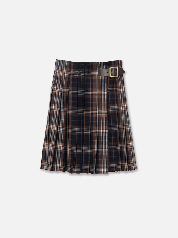 PLEATED WRAP SKIRT CHECK