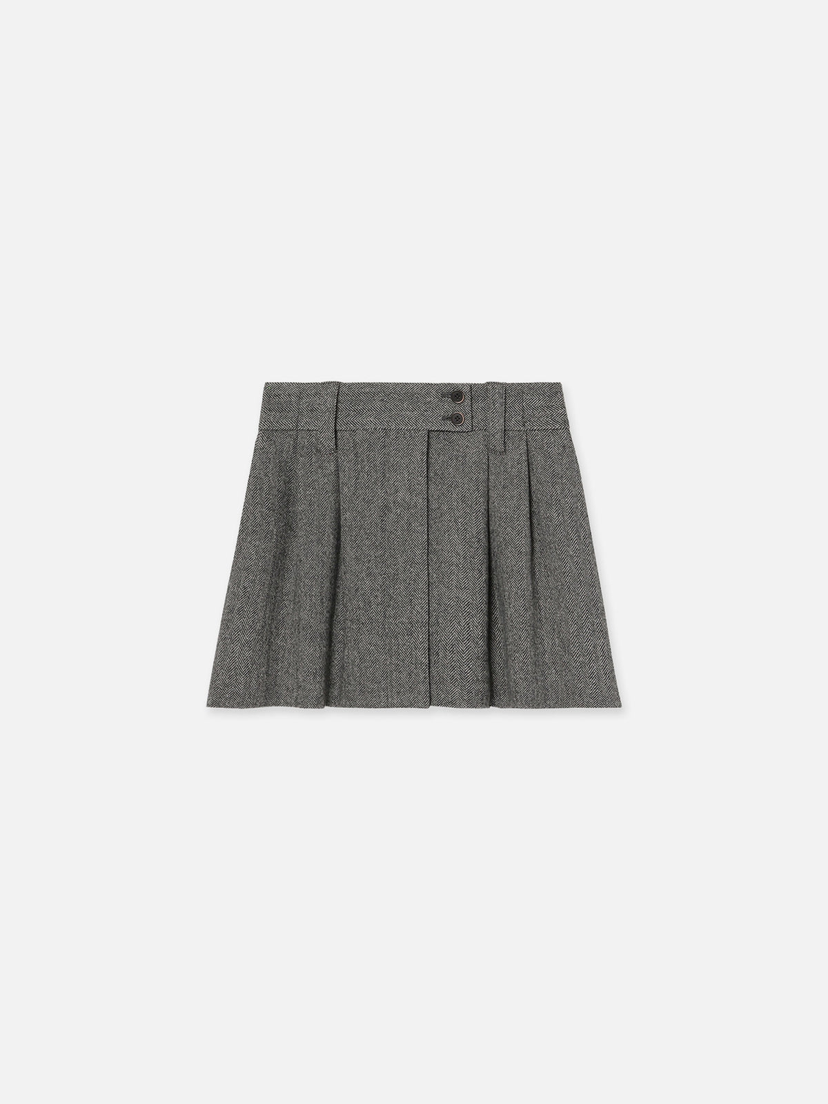 SLACKS REMAKE MINI SKIRT HERRINGBONE