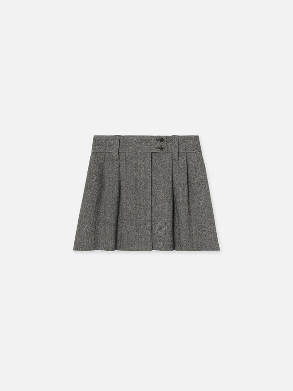 SLACKS REMAKE MINI SKIRT HERRINGBONE