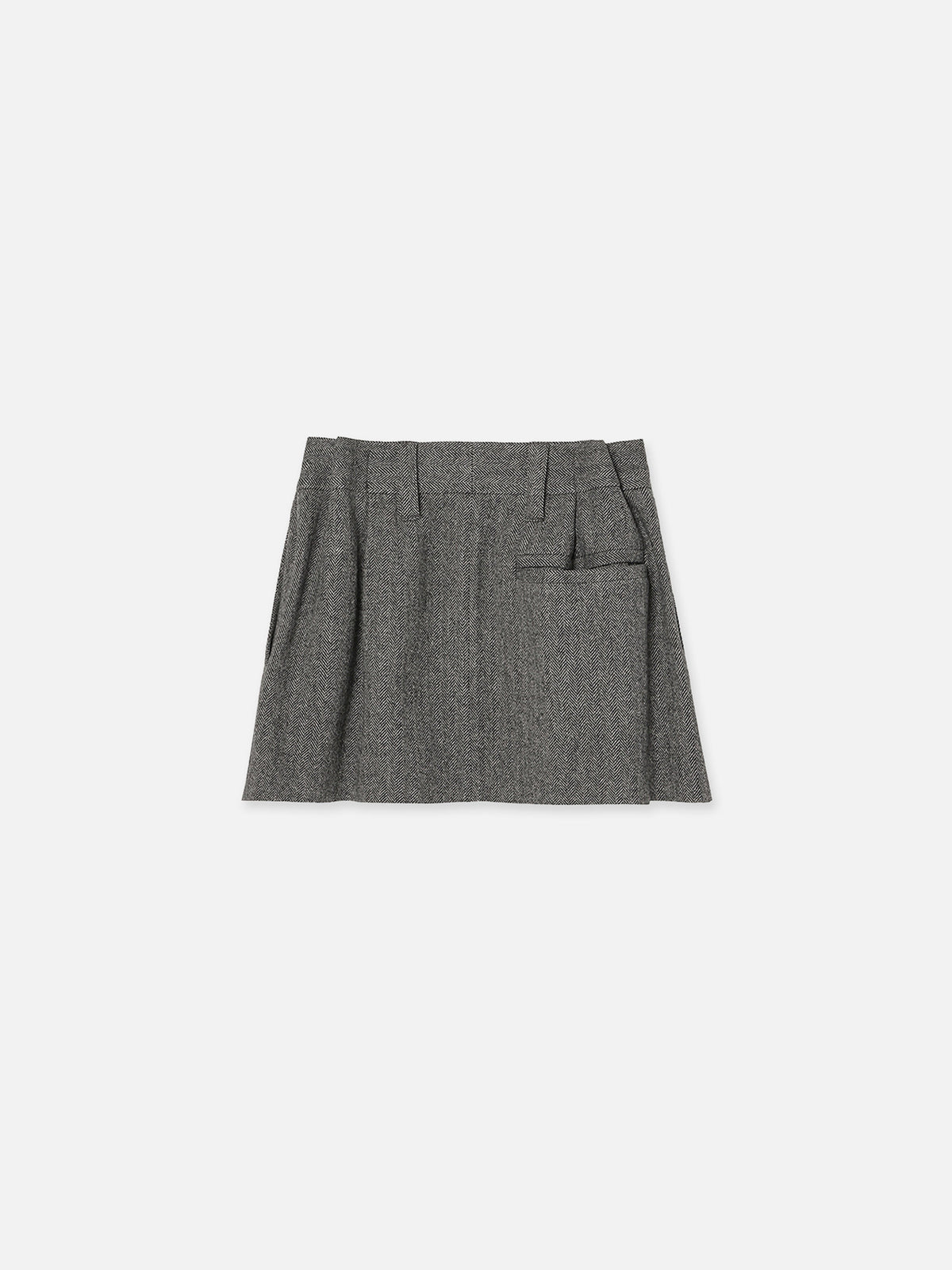 SLACKS REMAKE MINI SKIRT HERRINGBONE