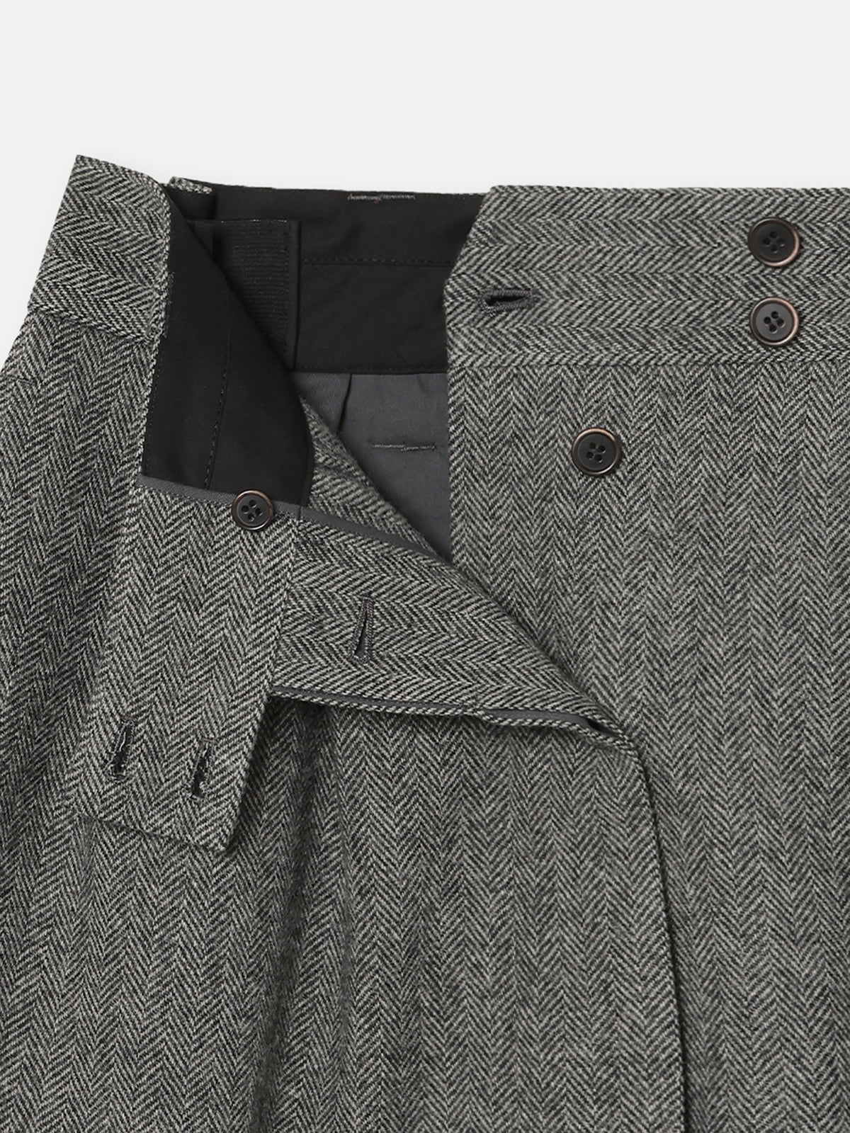 SLACKS REMAKE MINI SKIRT HERRINGBONE