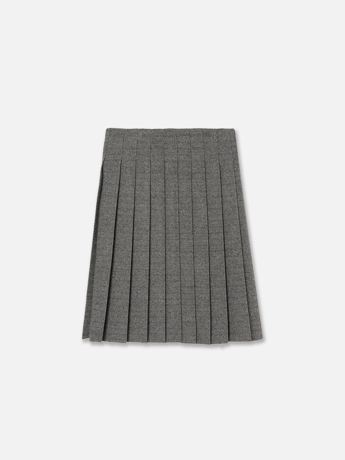 PLEATED WRAP SKIRT HERRINGBONE