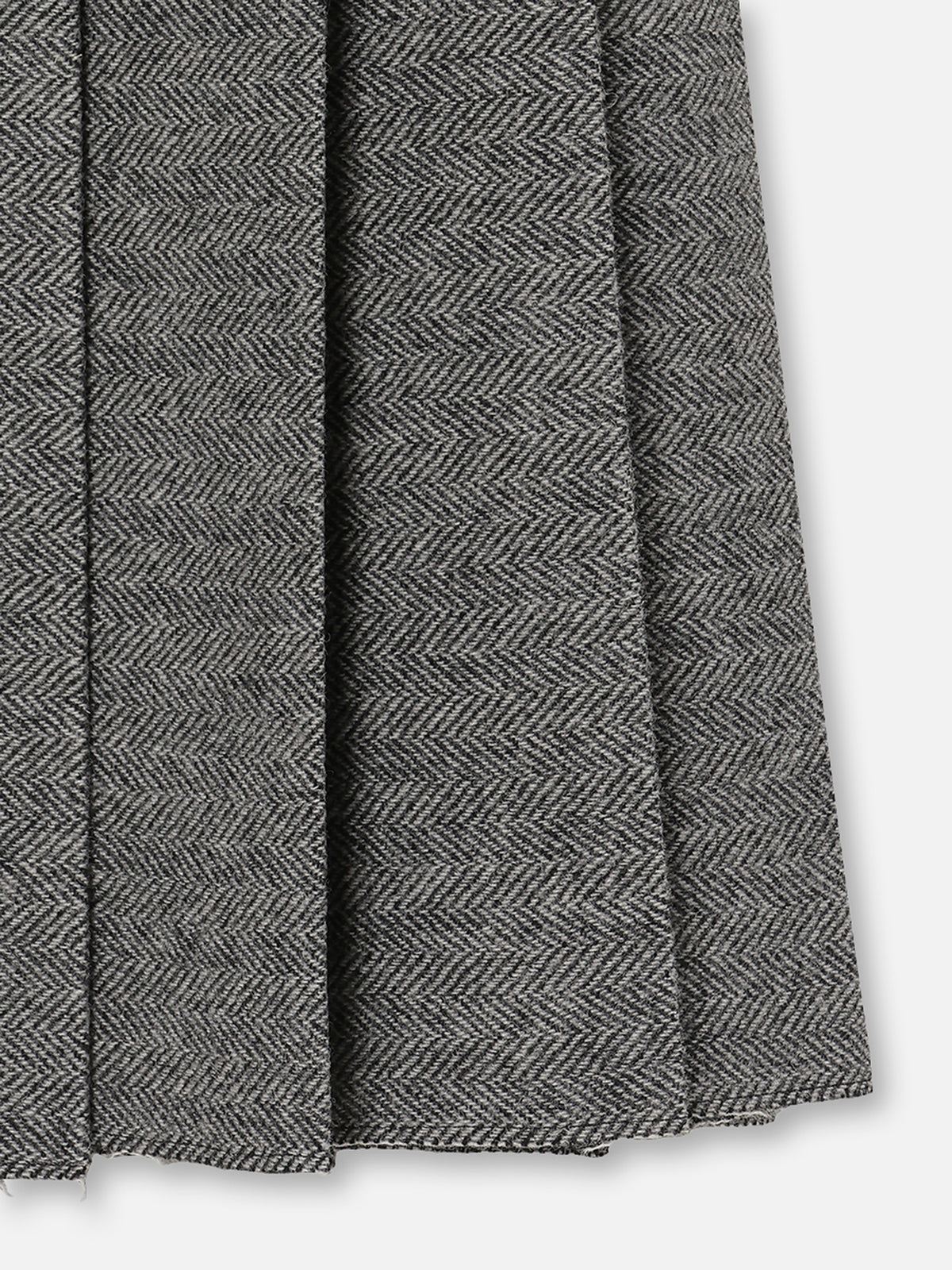 PLEATED WRAP SKIRT HERRINGBONE