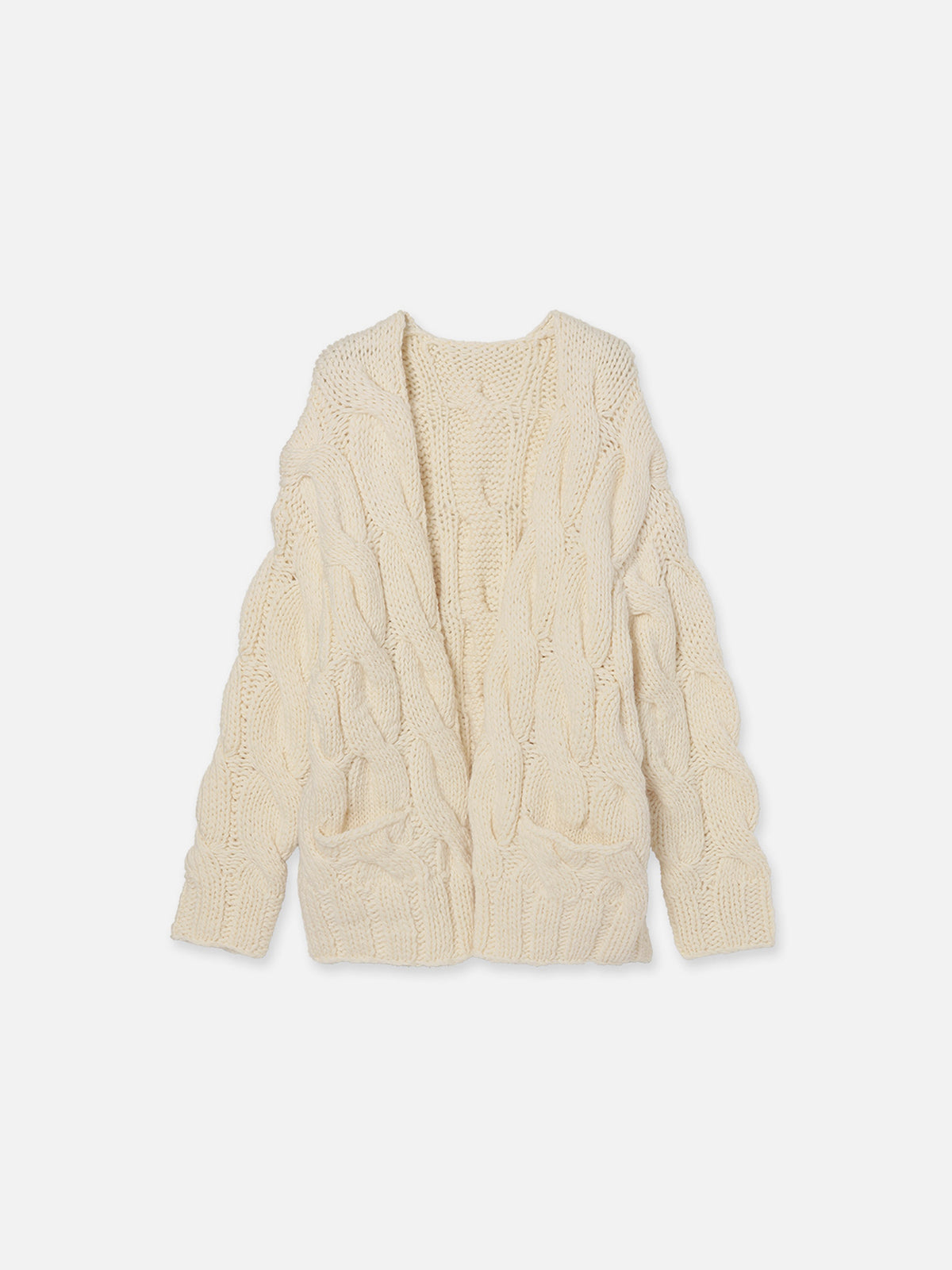 GILET-CHÂLE EN MAILLE CÂBLÉE FAIT MAIN
