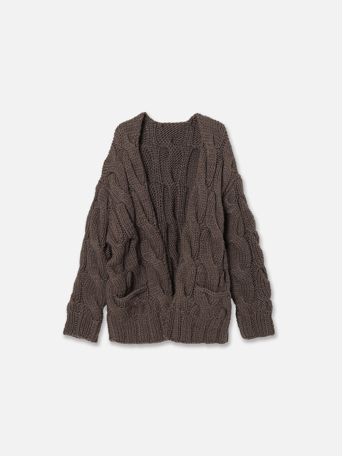 GILET-CHÂLE EN MAILLE CÂBLÉE FAIT MAIN