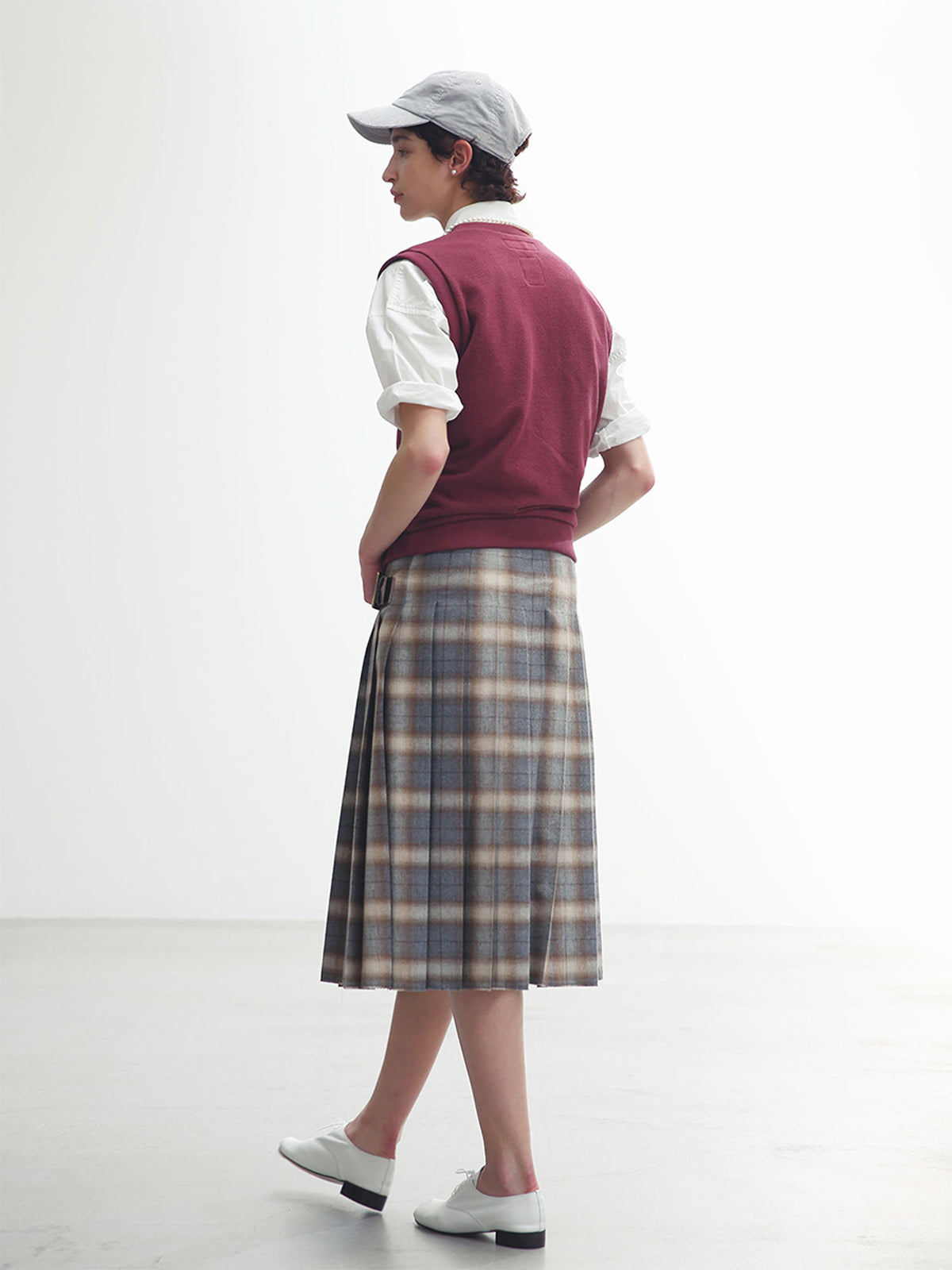 PLEATED WRAP SKIRT CHECK