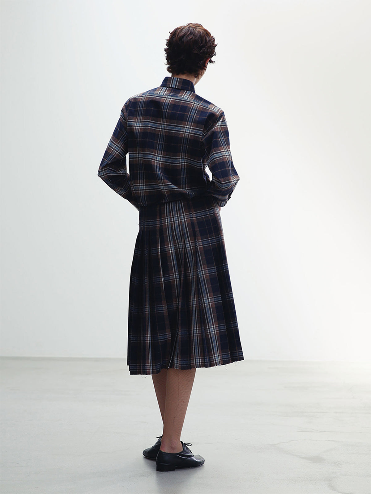 PLEATED WRAP SKIRT CHECK