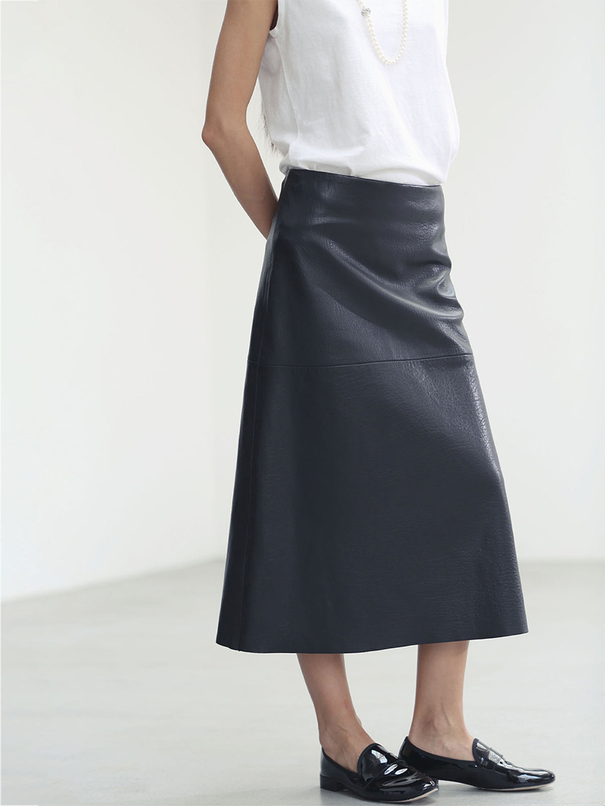 A-LINE LEATHER SKIRT