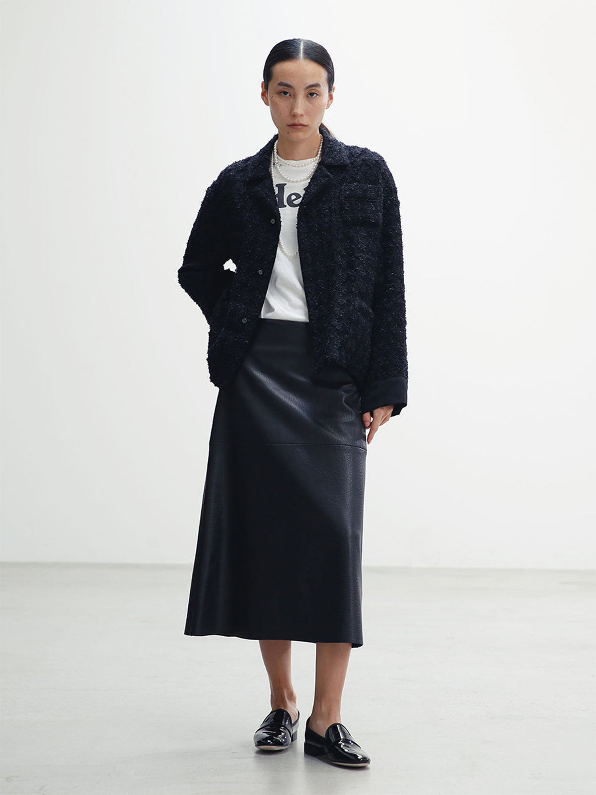 A-LINE LEATHER SKIRT