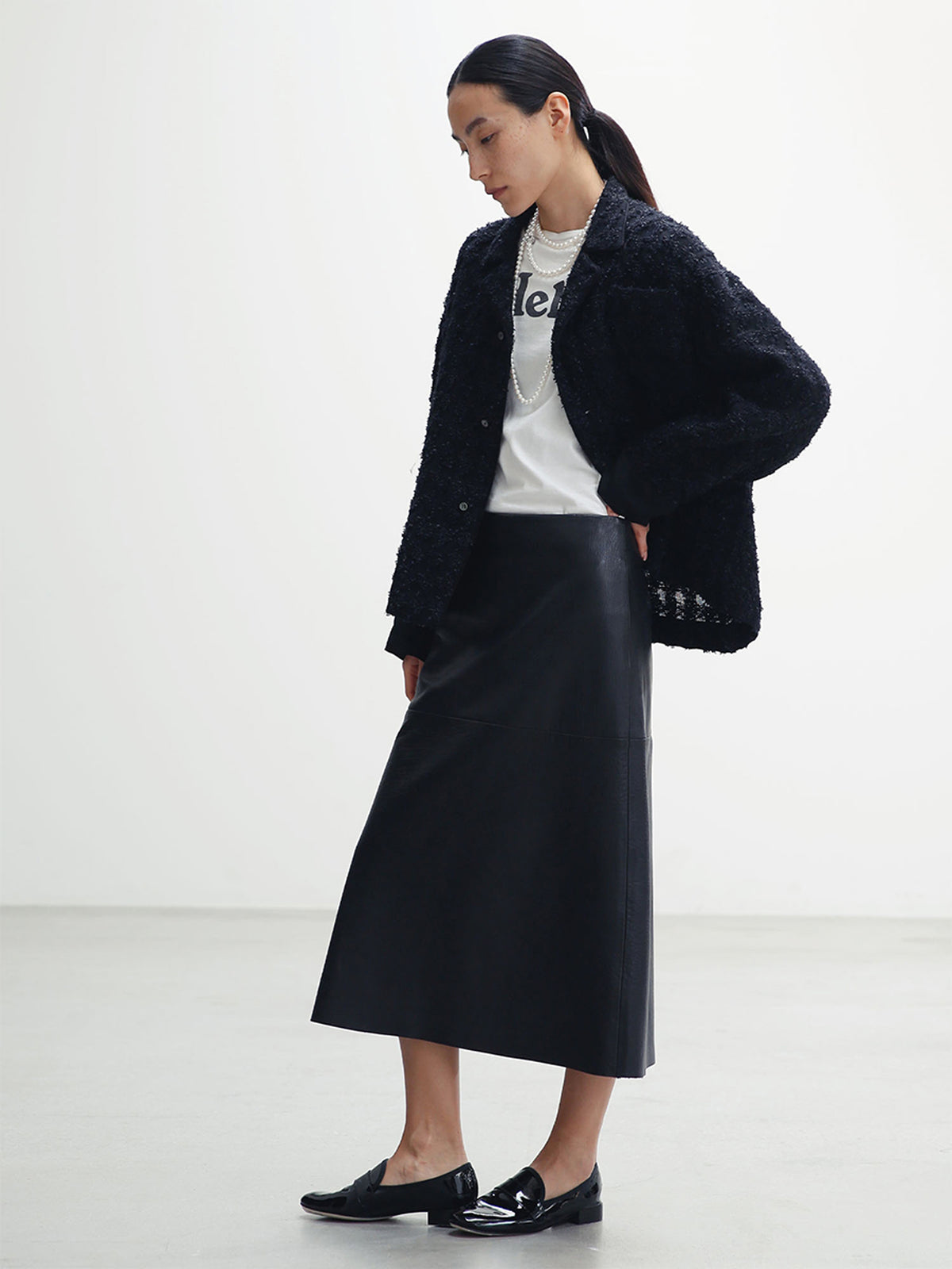 A-LINE LEATHER SKIRT