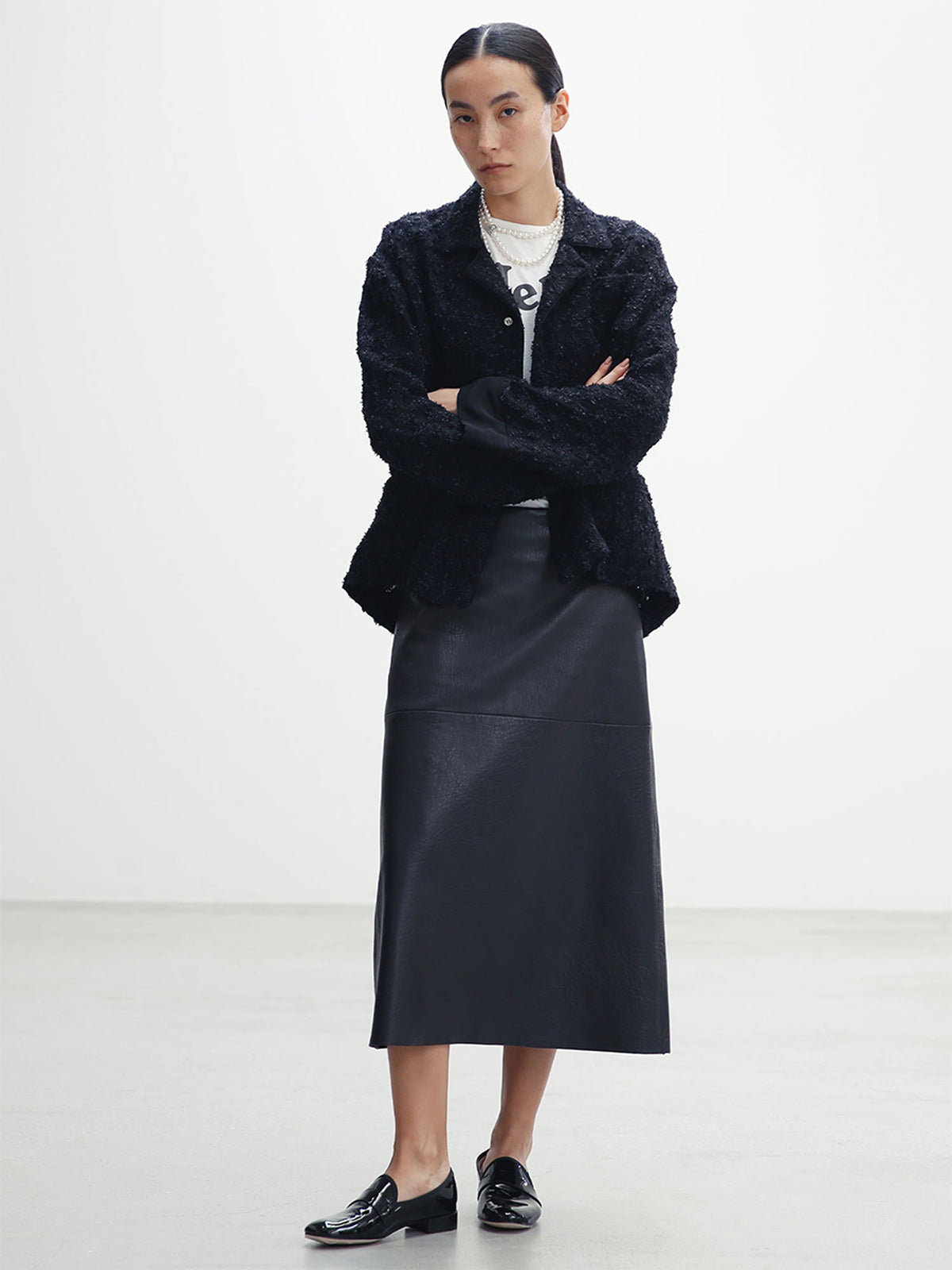 A-LINE LEATHER SKIRT